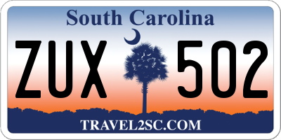 SC license plate ZUX502