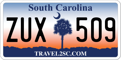 SC license plate ZUX509