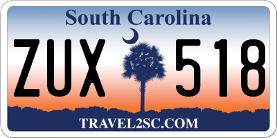 SC license plate ZUX518