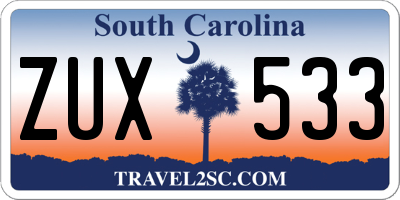 SC license plate ZUX533