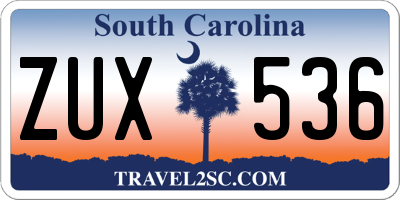 SC license plate ZUX536