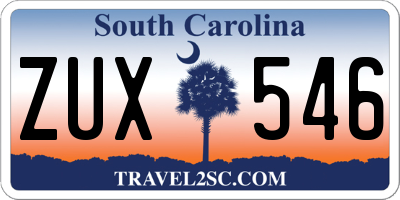 SC license plate ZUX546