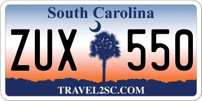 SC license plate ZUX550