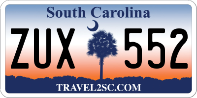 SC license plate ZUX552
