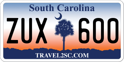 SC license plate ZUX600