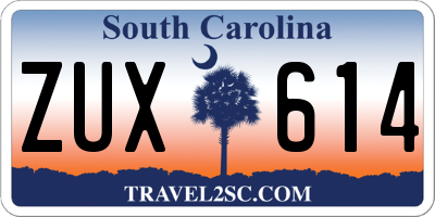 SC license plate ZUX614