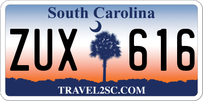 SC license plate ZUX616
