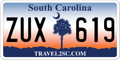SC license plate ZUX619