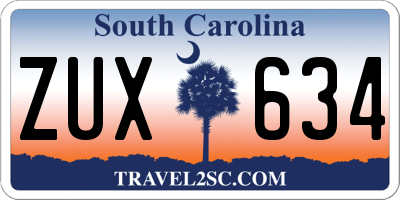SC license plate ZUX634