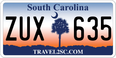SC license plate ZUX635