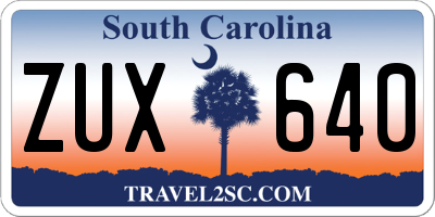 SC license plate ZUX640