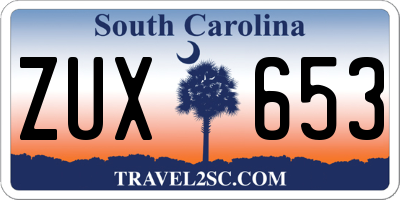 SC license plate ZUX653