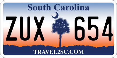 SC license plate ZUX654