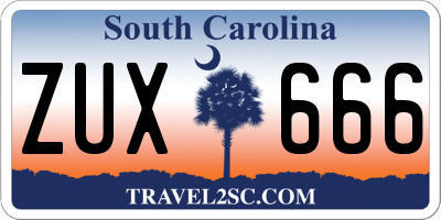 SC license plate ZUX666