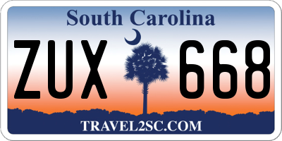 SC license plate ZUX668