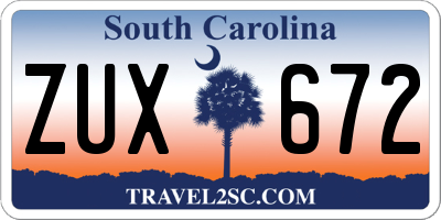SC license plate ZUX672