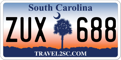 SC license plate ZUX688