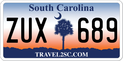 SC license plate ZUX689