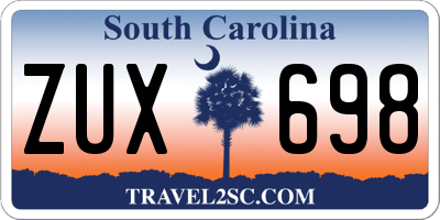 SC license plate ZUX698