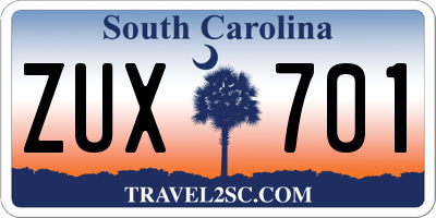 SC license plate ZUX701