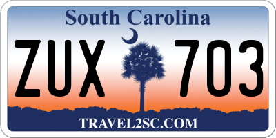 SC license plate ZUX703