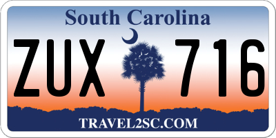 SC license plate ZUX716