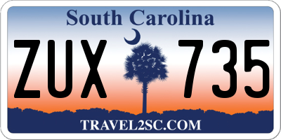 SC license plate ZUX735