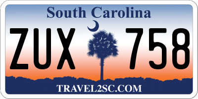SC license plate ZUX758