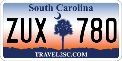 SC license plate ZUX780