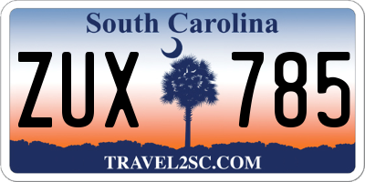 SC license plate ZUX785