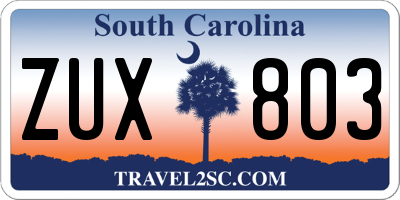 SC license plate ZUX803