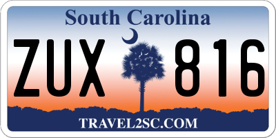 SC license plate ZUX816