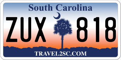 SC license plate ZUX818