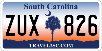 SC license plate ZUX826