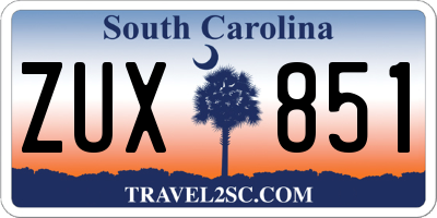 SC license plate ZUX851