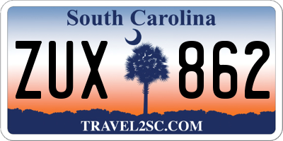SC license plate ZUX862