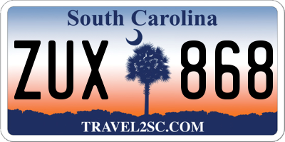 SC license plate ZUX868