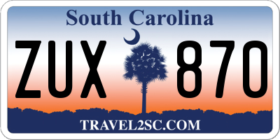 SC license plate ZUX870