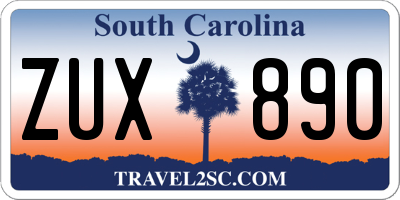 SC license plate ZUX890