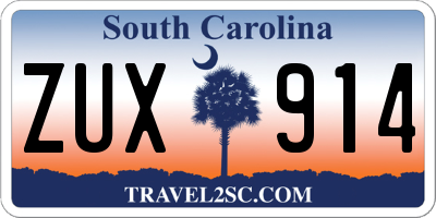 SC license plate ZUX914