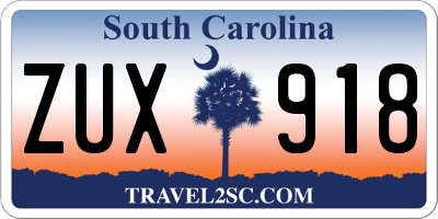 SC license plate ZUX918