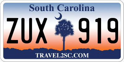 SC license plate ZUX919