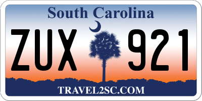 SC license plate ZUX921
