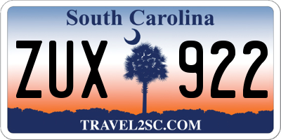 SC license plate ZUX922