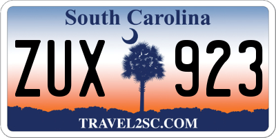 SC license plate ZUX923