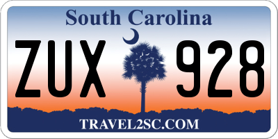 SC license plate ZUX928