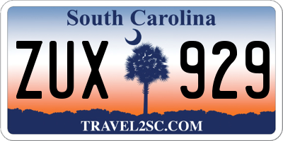 SC license plate ZUX929