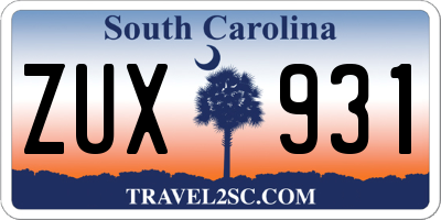 SC license plate ZUX931