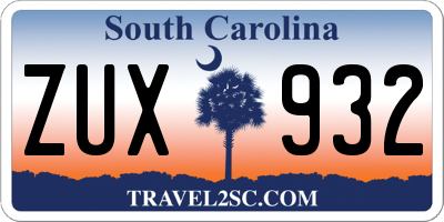 SC license plate ZUX932