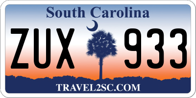 SC license plate ZUX933